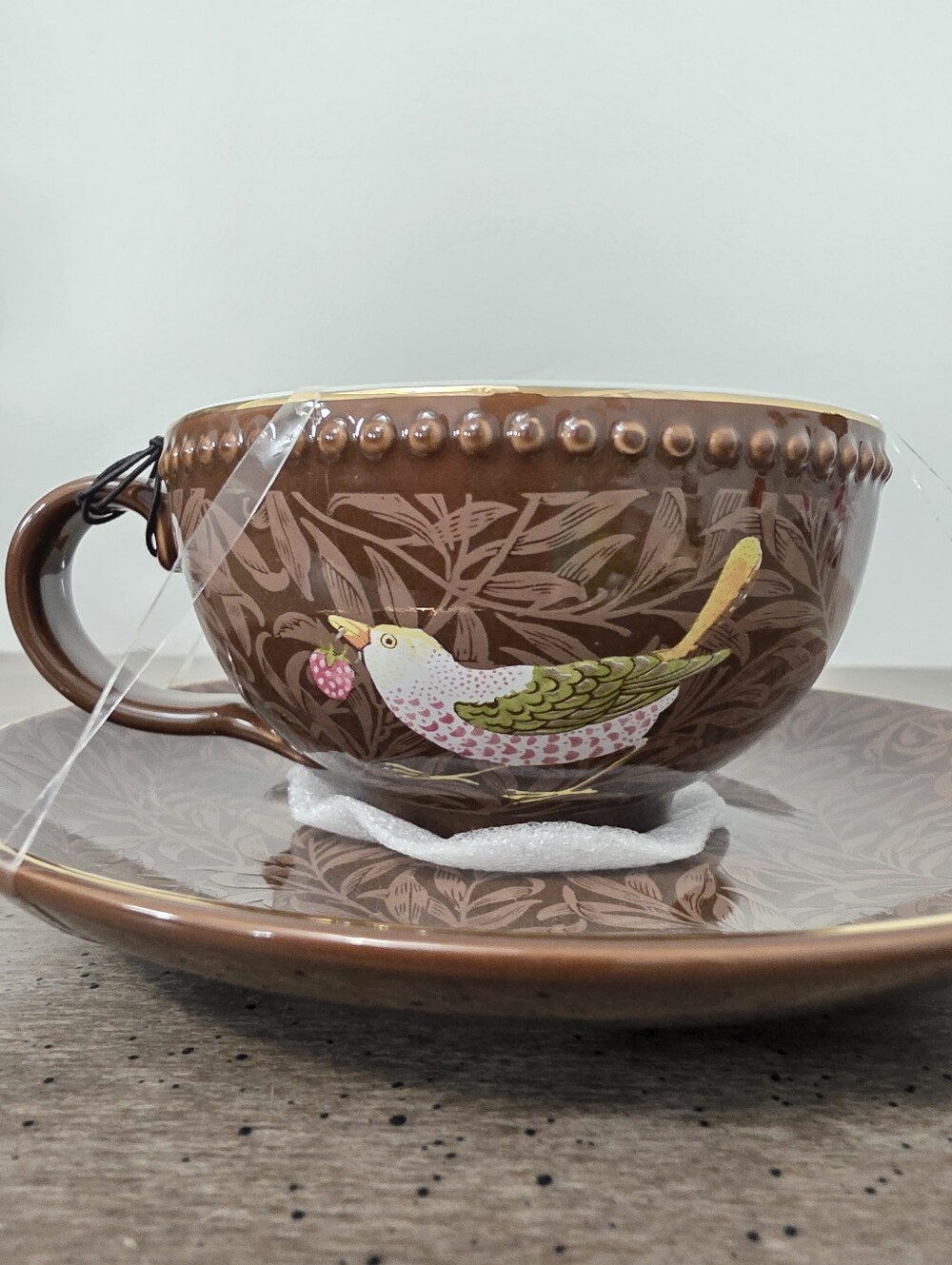 William Morris & Co Strawberry Thief Gold Rim Porcelain Cup & Saucer Set